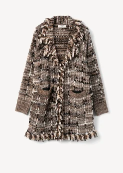 Camomilla Milano Cardigan-Cardigan Cardi in tweed effetto chenille