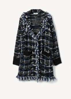 Camomilla Milano Cardigan-Cardigan Cardi in tweed effetto chenille