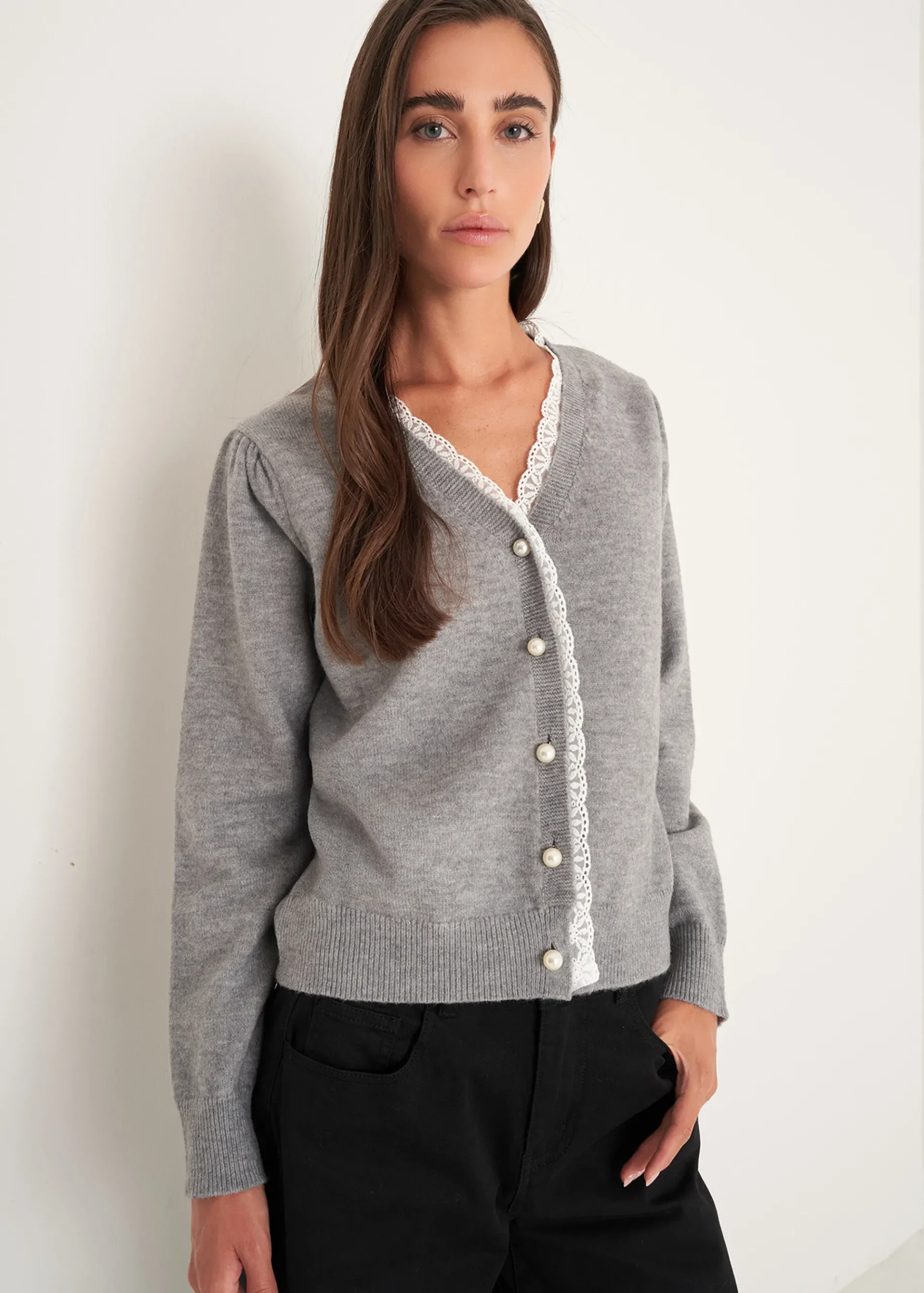Camomilla Milano Cardigan-Cardigan Claudy con dettagli in pizzo