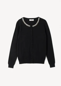 Camomilla Milano Cardigan-Cardigan Cody con strass e perle