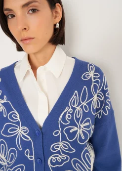 Camomilla Milano Cardigan-Cardigan Cross con ricamo frontale