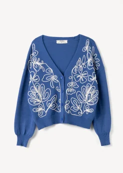 Camomilla Milano Cardigan-Cardigan Cross con ricamo frontale