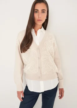 Camomilla Milano Cardigan-Cardigan Cross con ricamo frontale