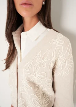 Camomilla Milano Cardigan-Cardigan Cross con ricamo frontale
