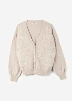 Camomilla Milano Cardigan-Cardigan Cross con ricamo frontale
