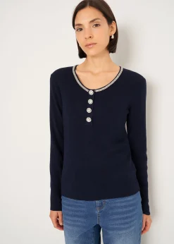 Camomilla Milano Maglie-Maglia Marcy con strass e bottoni gioiello
