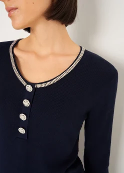 Camomilla Milano Maglie-Maglia Marcy con strass e bottoni gioiello