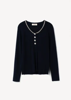 Camomilla Milano Maglie-Maglia Marcy con strass e bottoni gioiello