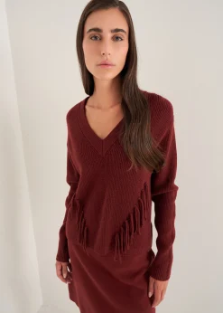 Camomilla Milano Maglie-Maglia Marisa scollo a V con frange