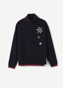 Camomilla Milano Maglie-Maglione Melodie natalizio con collo alto
