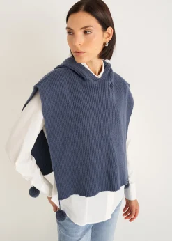 Camomilla Milano Maglie-Mantella Mora con cappuccio e pon pon