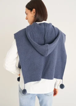 Camomilla Milano Maglie-Mantella Mora con cappuccio e pon pon